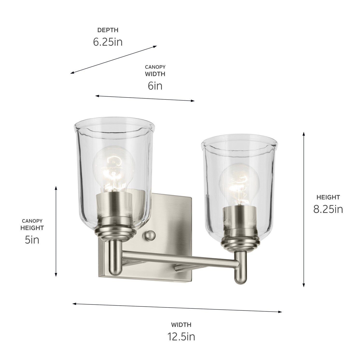 Kichler - 45573NICLR - Two Light Bath - Shailene - Brushed Nickel