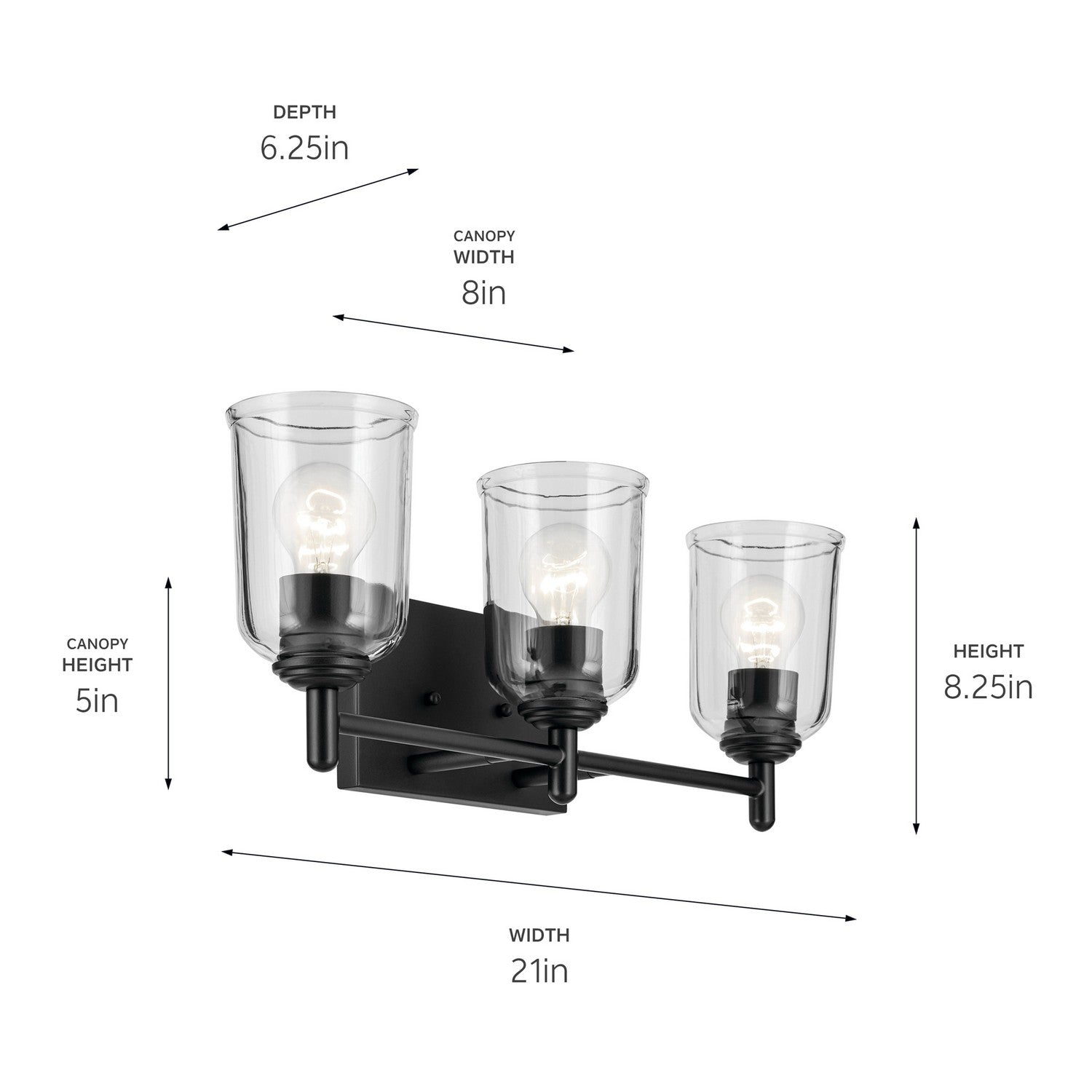 Kichler - 45574BKCLR - Three Light Bath - Shailene - Black