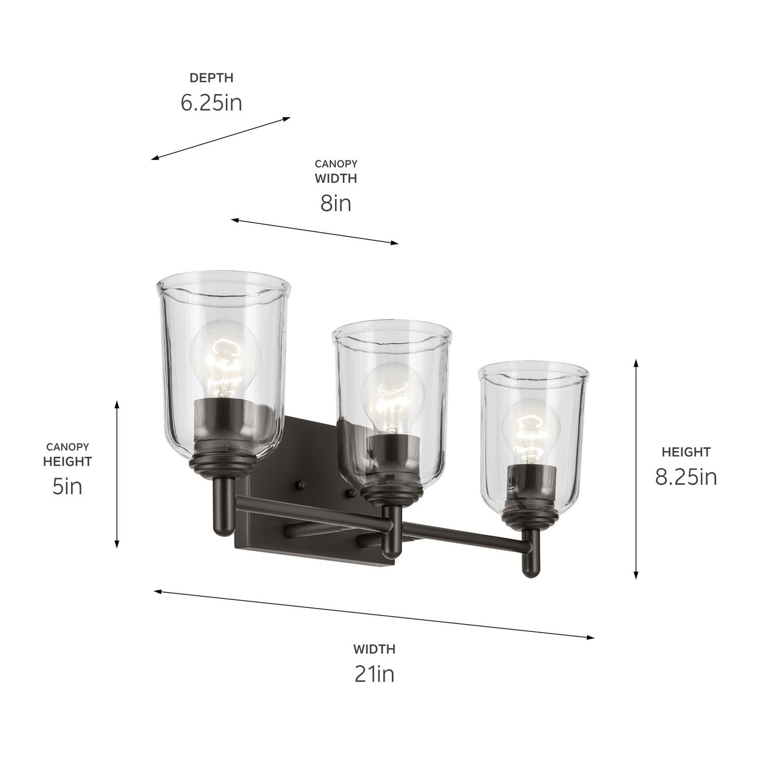 Kichler - 45574OZCLR - Three Light Bath - Shailene - Olde Bronze