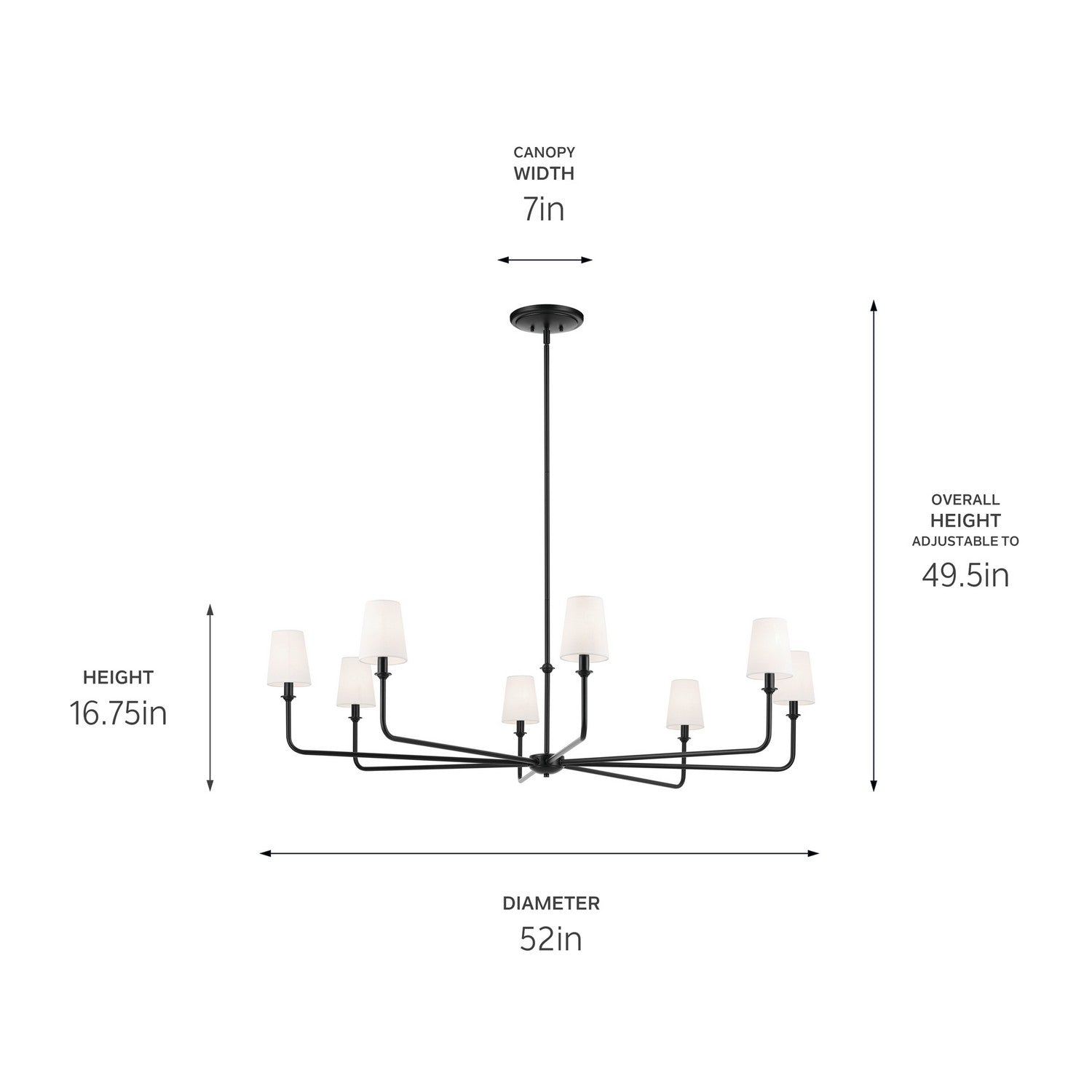Kichler - 52521BK - Eight Light Chandelier - Pallas - Black