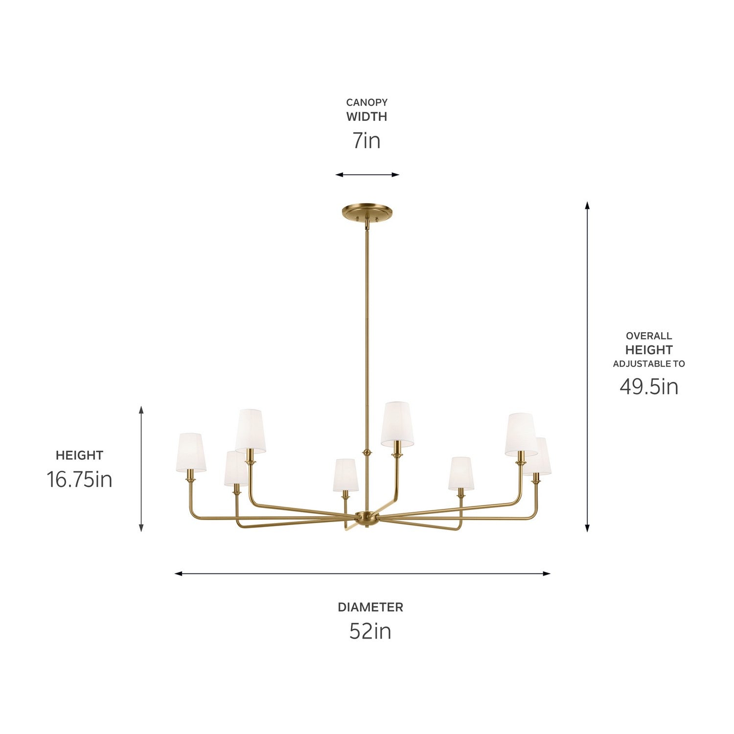 Kichler - 52521BNB - Eight Light Chandelier - Pallas - Brushed Natural Brass