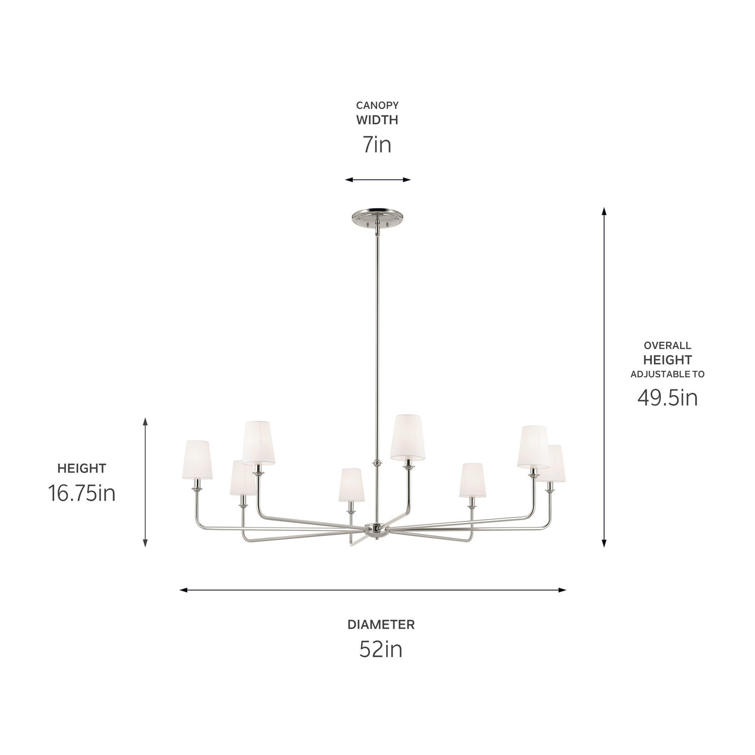 Kichler - 52521PN - Eight Light Chandelier - Pallas - Polished Nickel