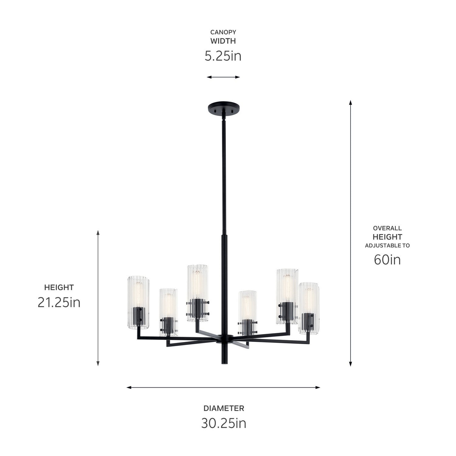 Kichler - 52679BK - Six Light Chandelier - Velestino - Black