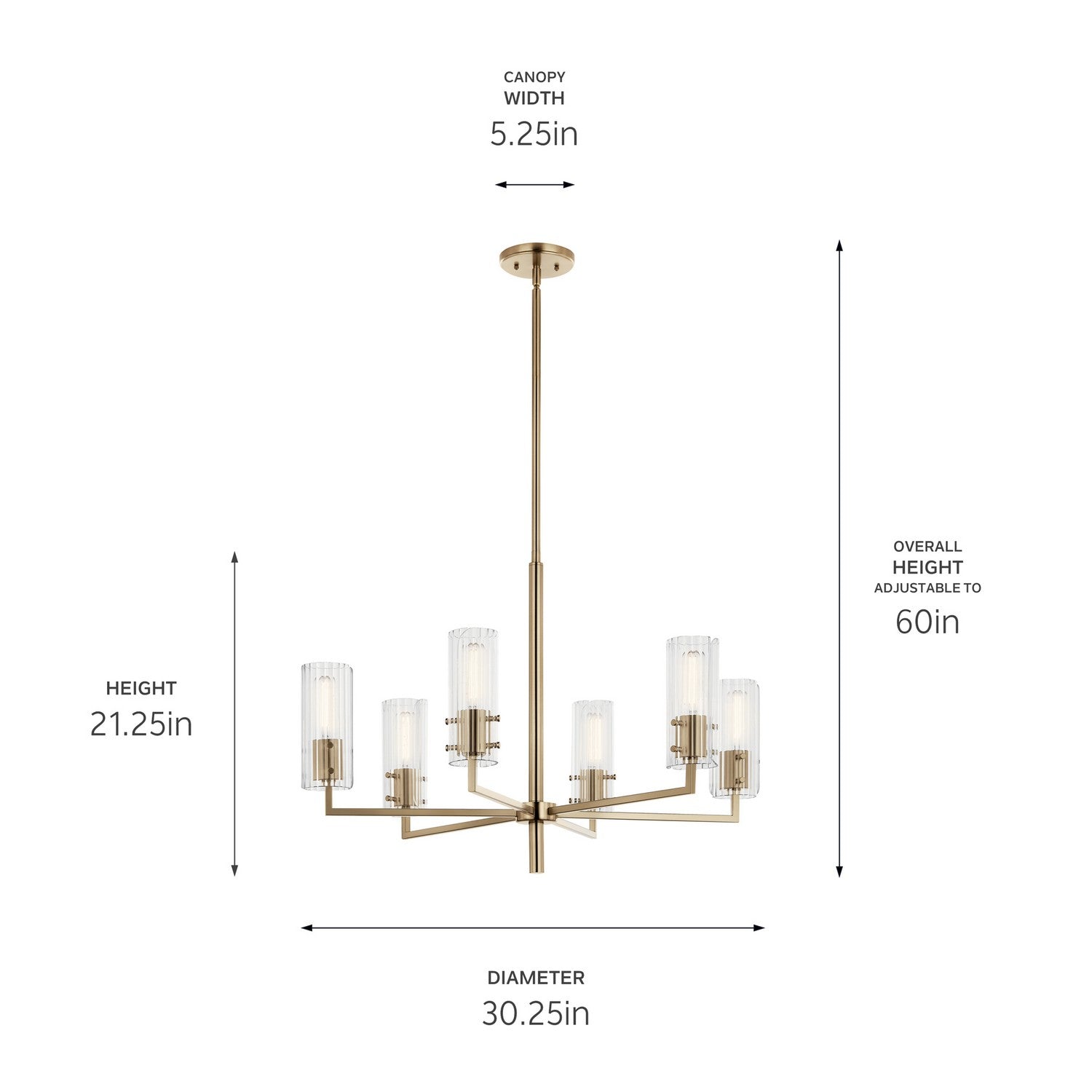 Kichler - 52679CPZ - Six Light Chandelier - Velestino - Champagne Bronze