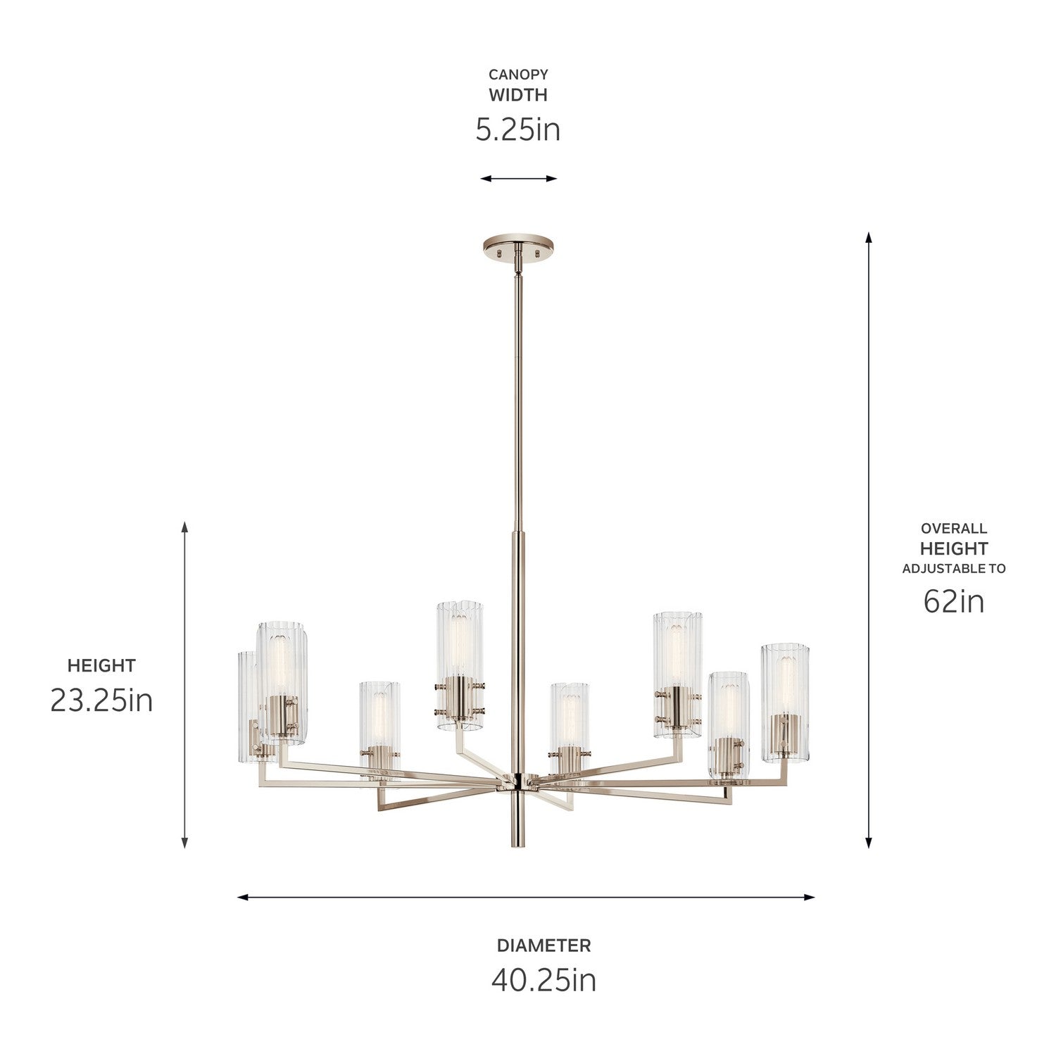Kichler - 52680PN - Eight Light Chandelier - Velestino - Polished Nickel