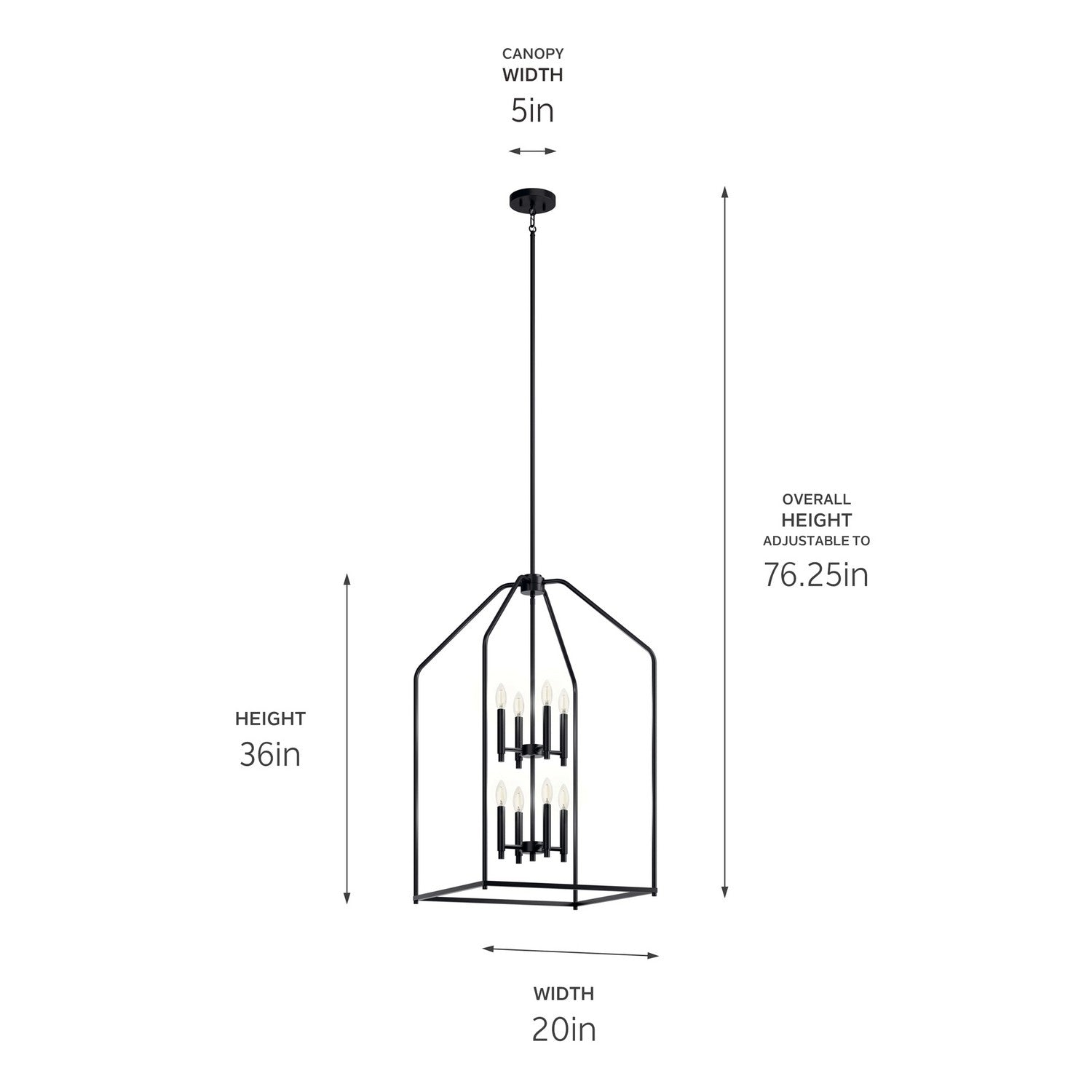 Kichler - 52723BK - Eight Light Foyer Pendant - Madden - Black
