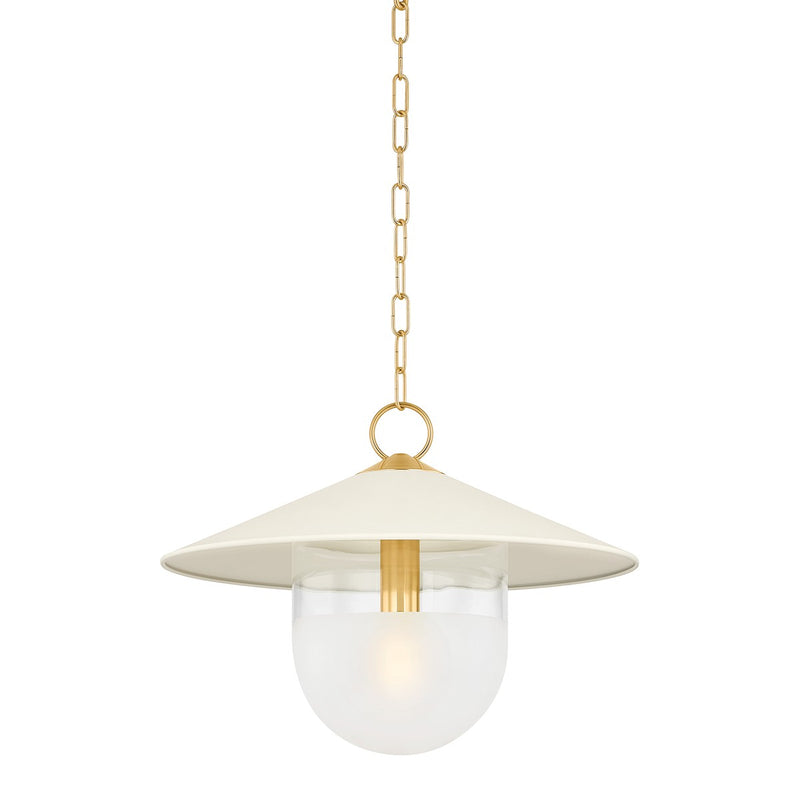 Mitzi - H926701S-AGB/SCR - One Light Pendant - Ressi - Aged Brass/Soft Cream