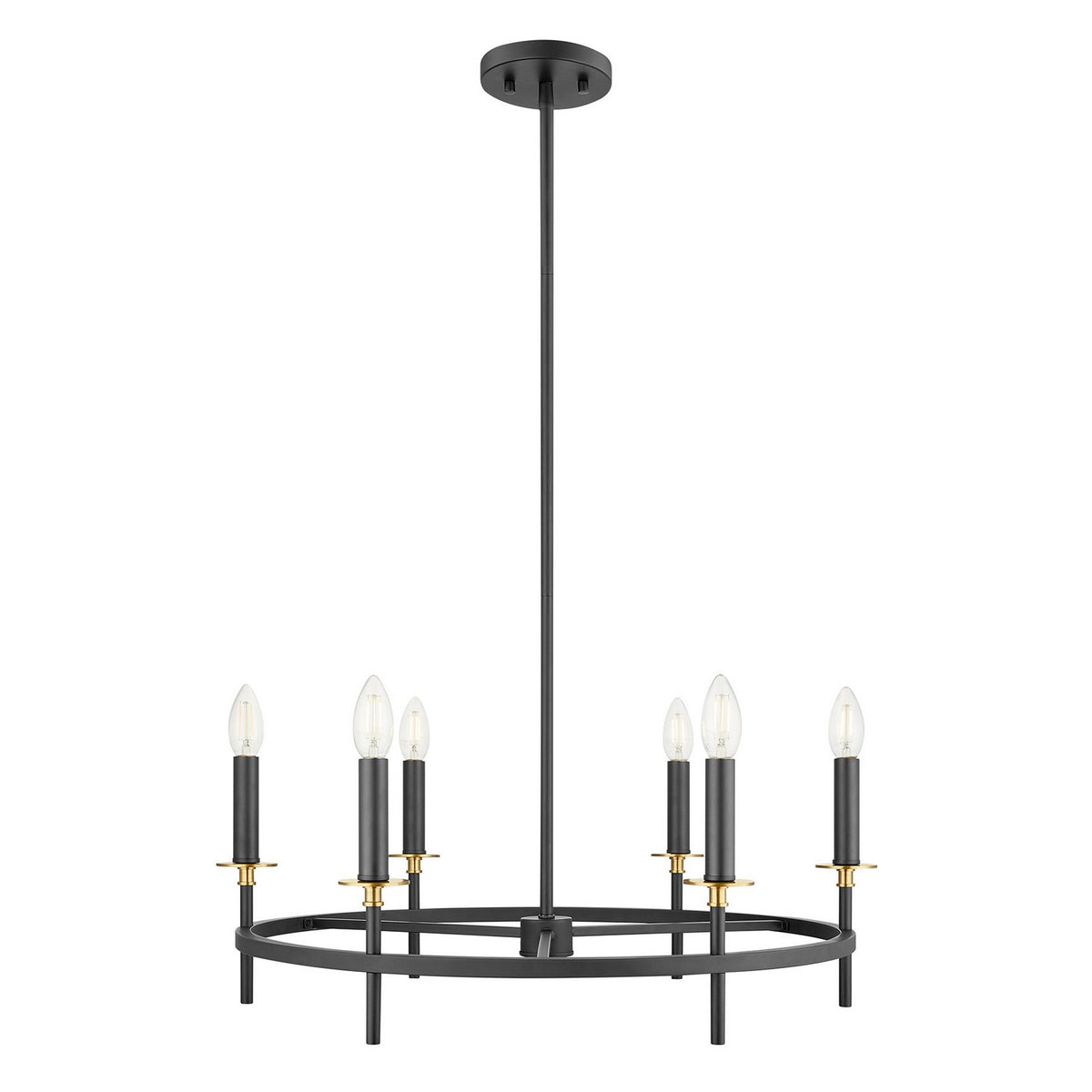 Meridian - M100140MBKNB - Six Light Chandelier - Matte Black and Natural Brass