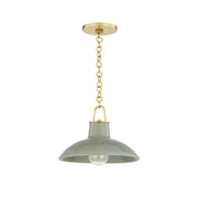 Hudson Valley - 1914-AGB/CMC - One Light Pendant - Pottersville - Aged Brass/Ceramic Moss Crackle