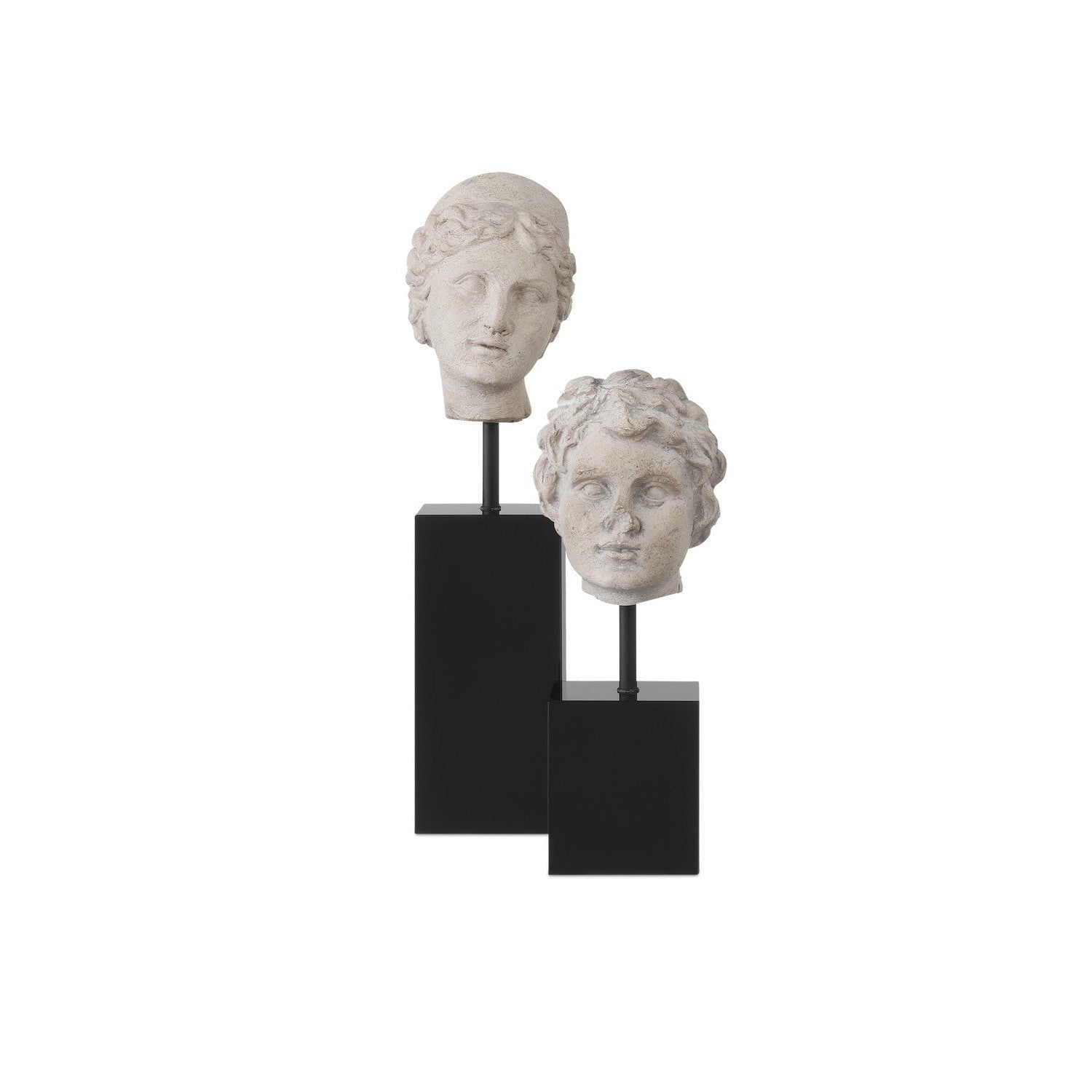 Currey and Company - 1200-0932 - Venus Head on Stand Set of 2 - Venus Head on Stand Set of 2 - Beige / Pale Gray / Black