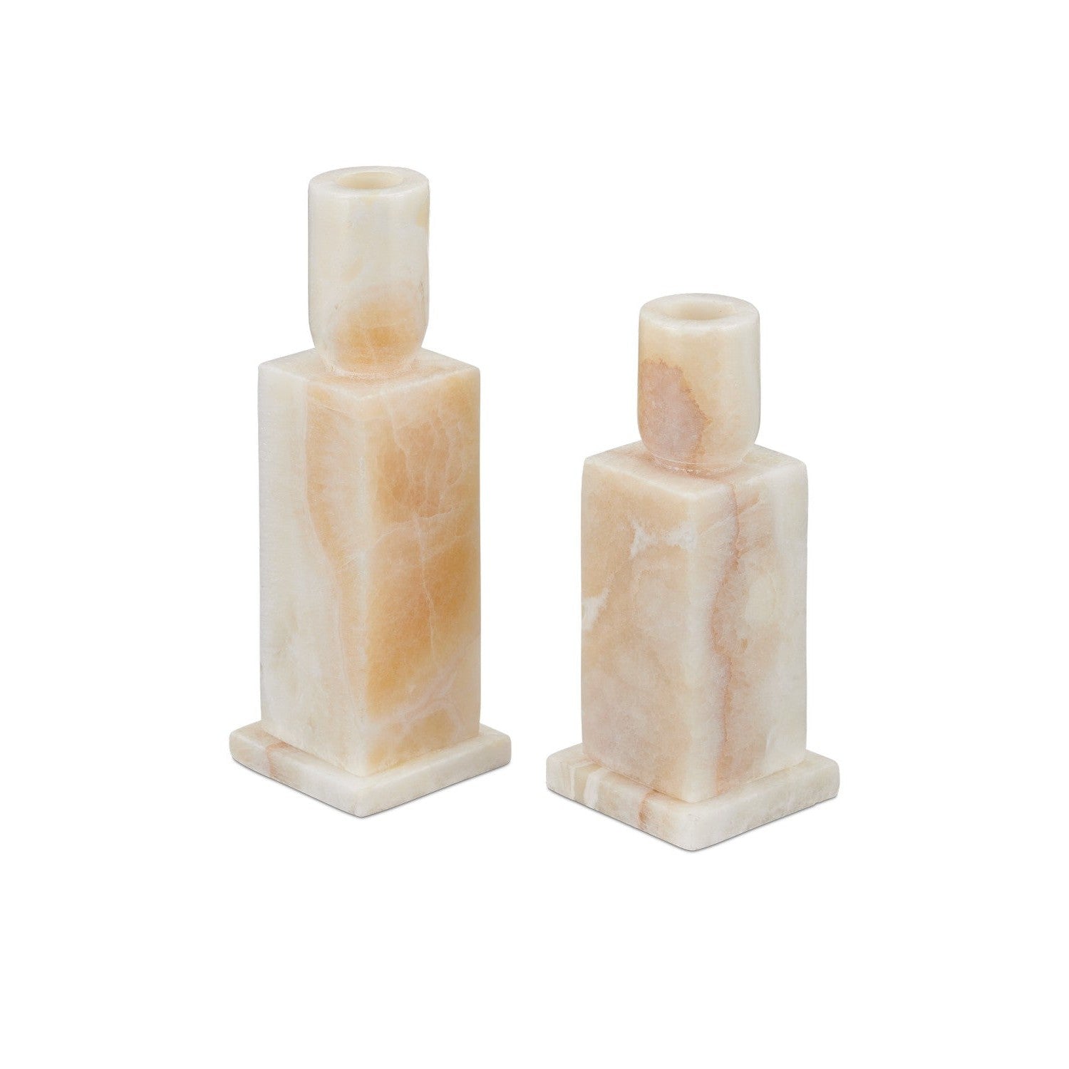 Currey and Company - 1200-0951 - Candle Holder Set of 2 - Lithos Collection - Natural