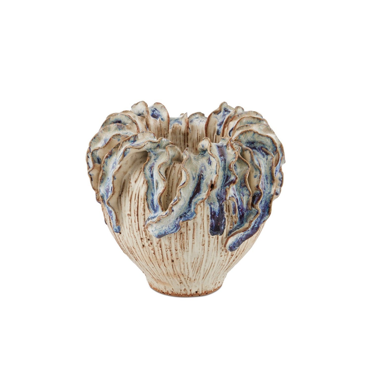 Currey and Company - 1200-0964 - Vase - Tropical Crown Collection - Ivory / Reactive Blue