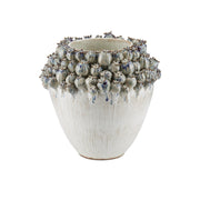 Currey and Company - 1200-0965 - Vase - Poppy Pod Crown Collection - Ivory / Reactive Blue & Purple