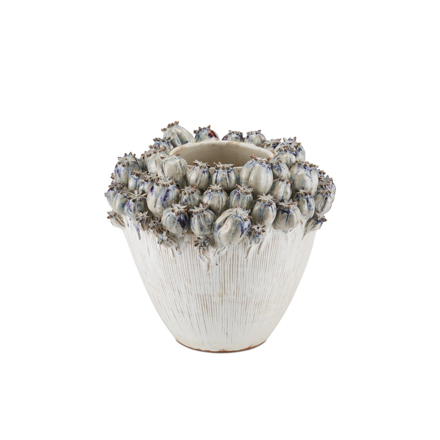 Currey and Company - 1200-0966 - Vase - Poppy Pod Crown Collection - Ivory / Reactive Blue & Purple