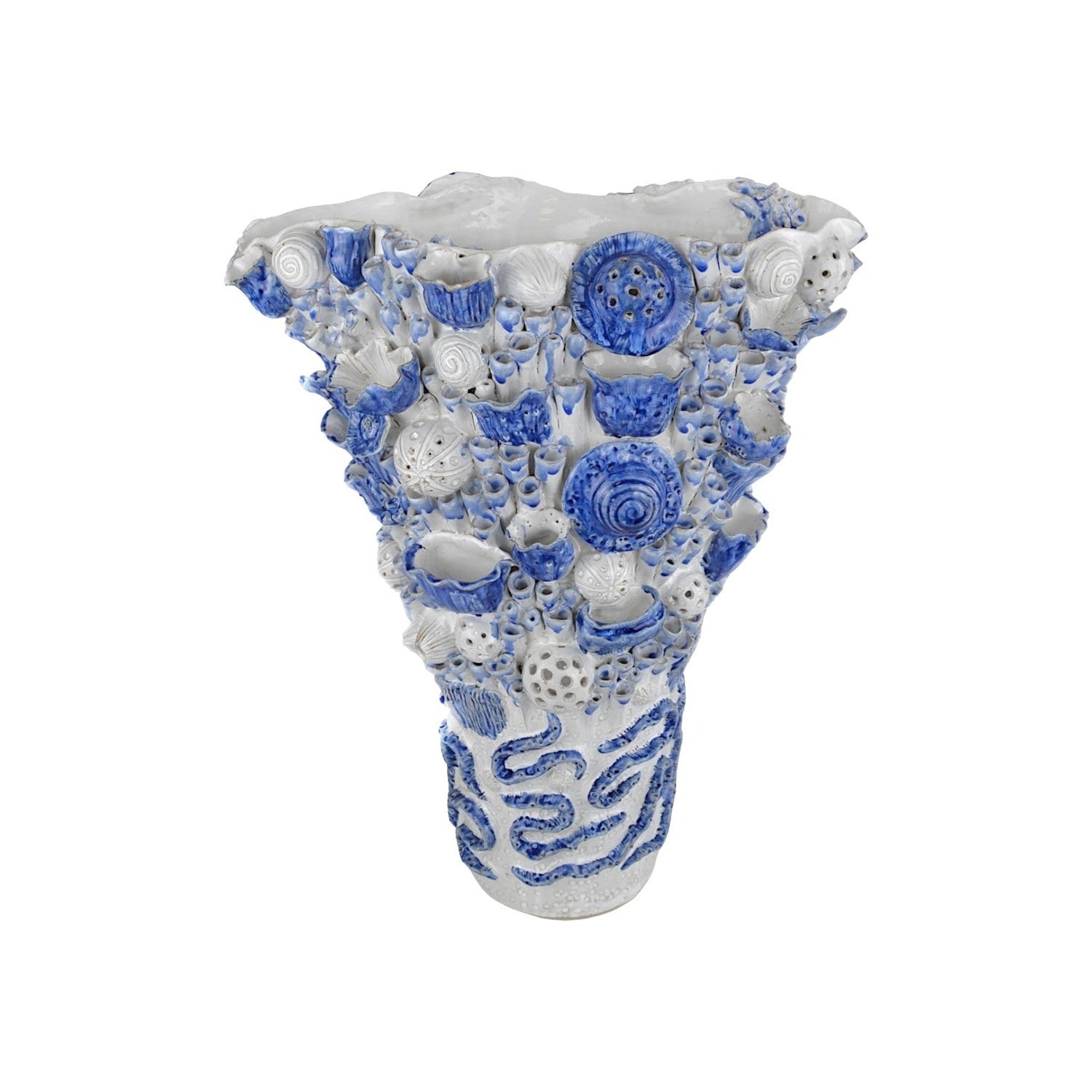 Currey and Company - 1200-0967 - Vase - Coral Reef Collection - White / Blue