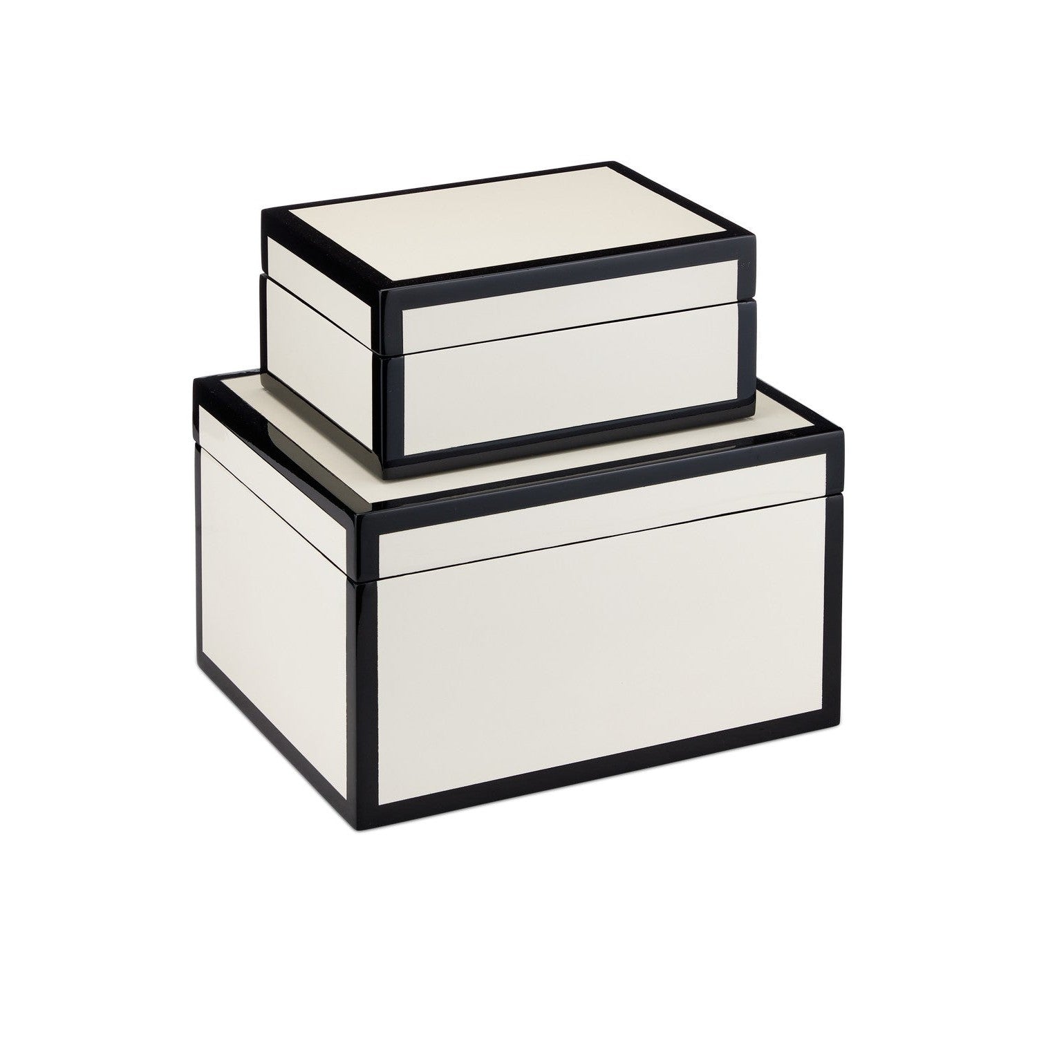 Currey and Company - 1200-0972 - Box Set of 2 - Lacquer Collection - Ivory / Black