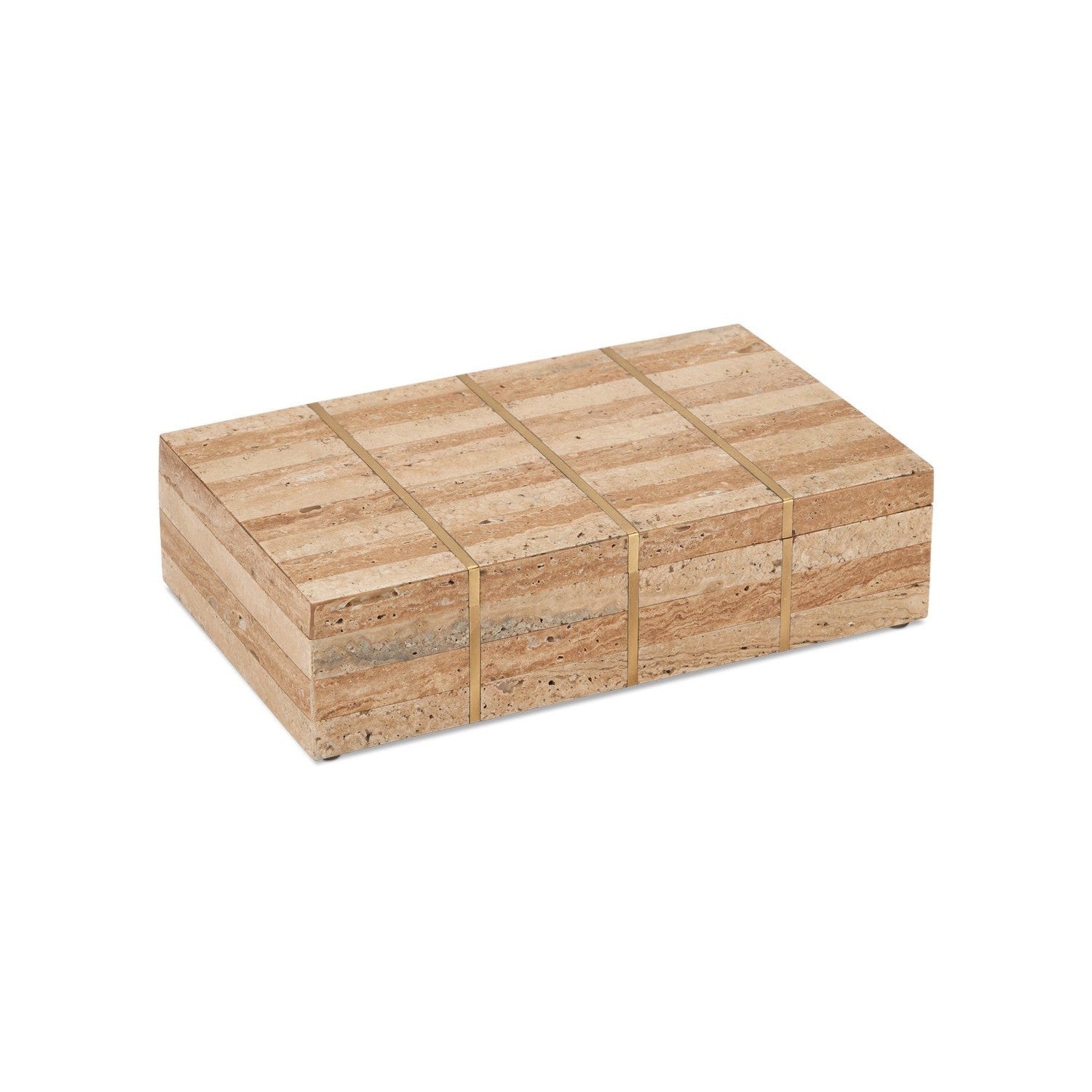 Currey and Company - 1200-0973 - Box - Dezi Collection - Natural / Brass / Off-White