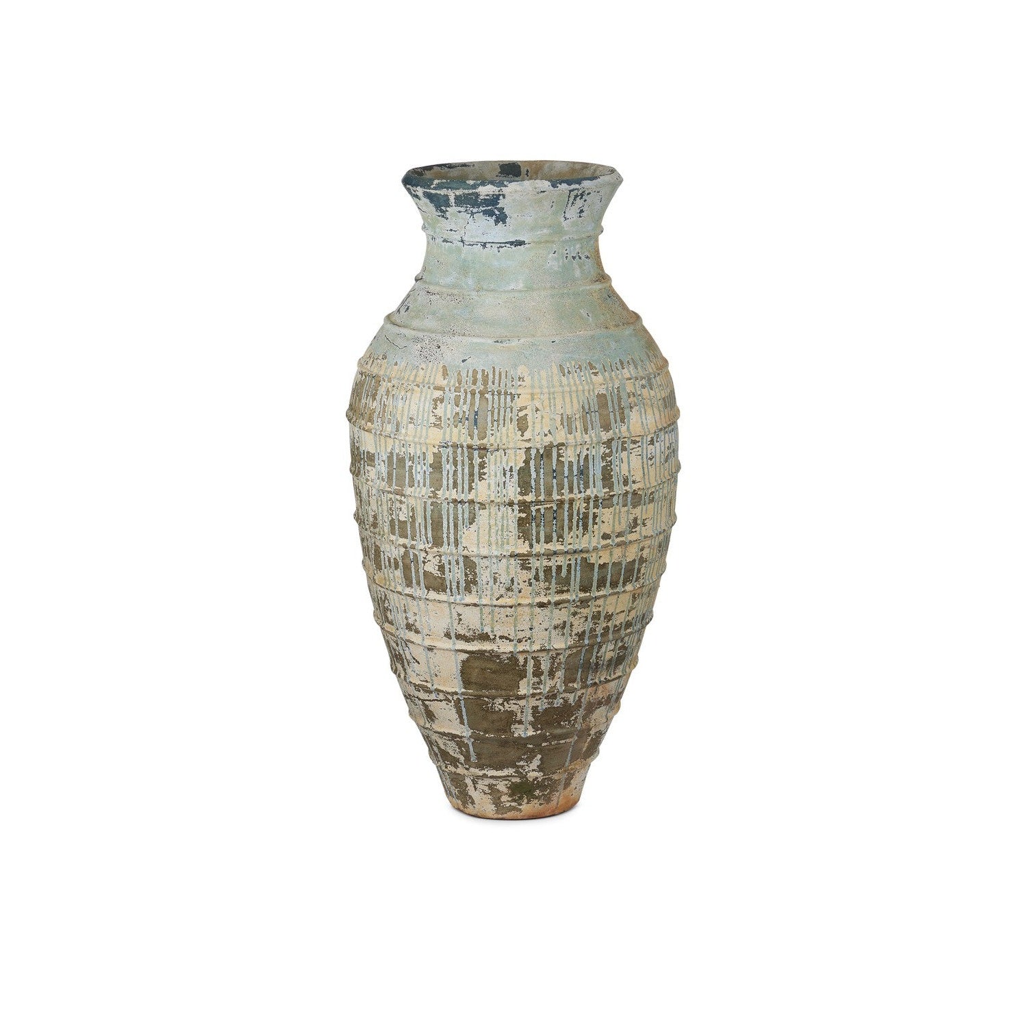 Currey and Company - 2200-0061 - Urn - Lipari Collection - Antique White / Blue Drip