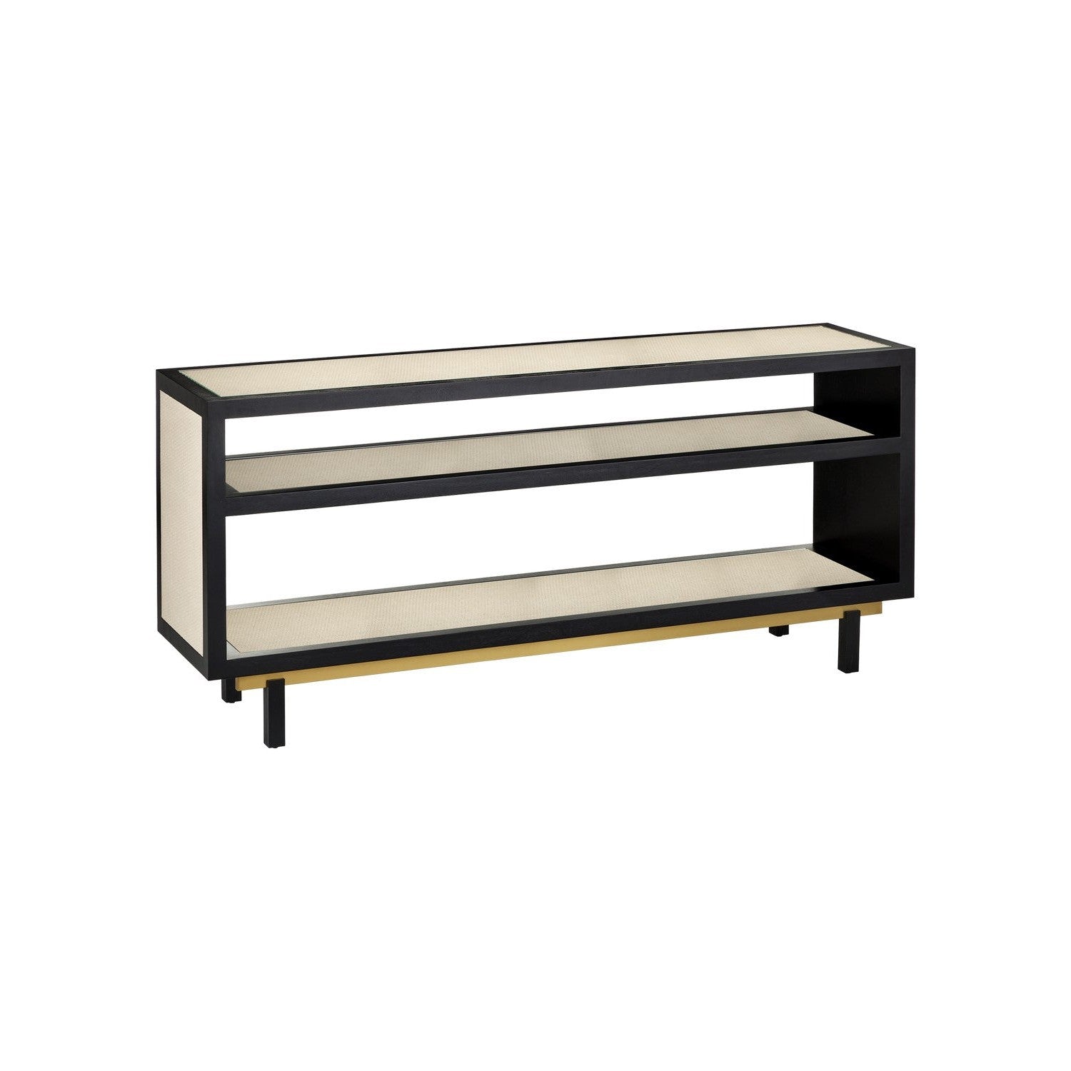 Currey and Company - 3000-0318 - Console Table - Deanna Collection - Ivory / Black / Brushed Brass / Clear