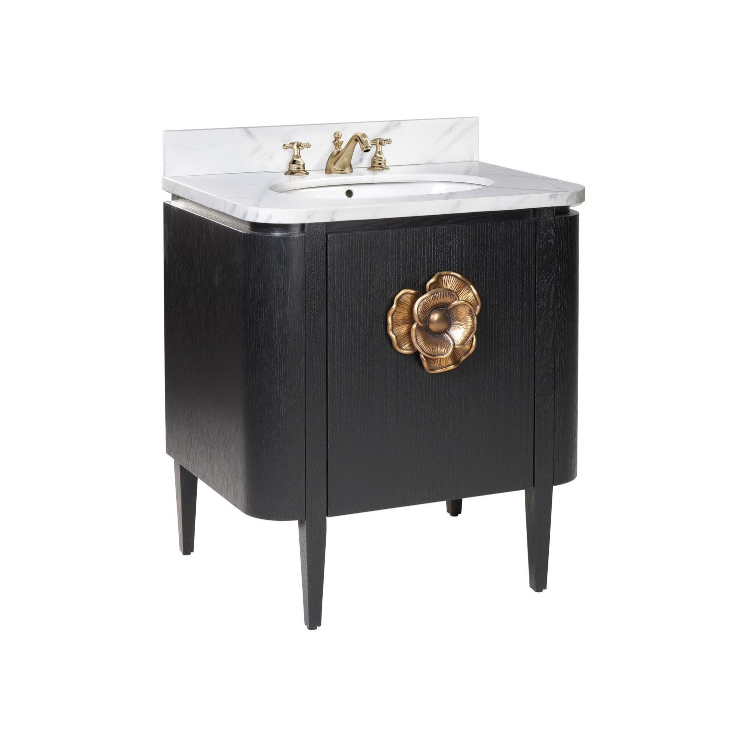 Currey and Company - 3800-0003 - Vanity with Sink - Briallen Collection - Caviar Black / Natural / White / Light Antique Brass