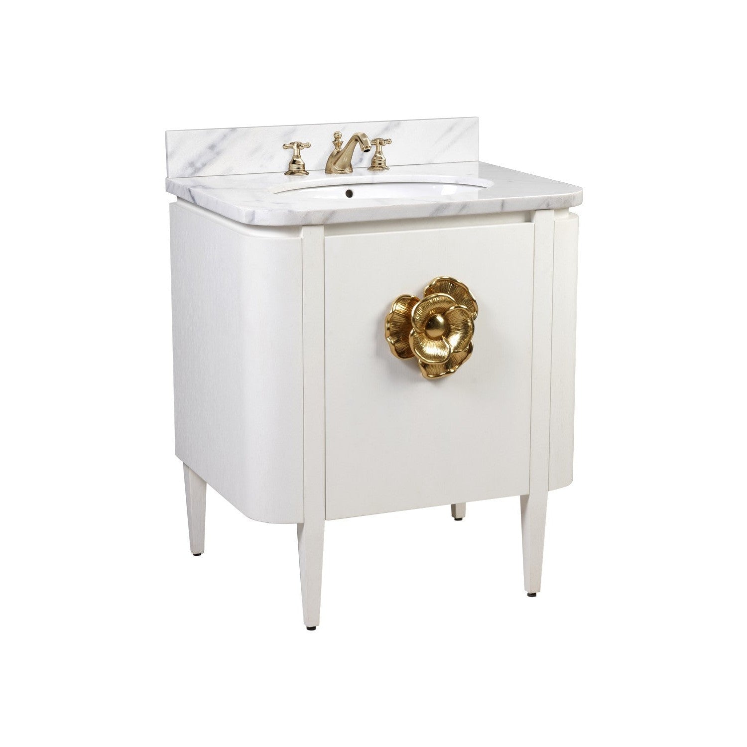 Currey and Company - 3800-0004 - Vanity with Sink - Briallen Collection - Cerused White / Natural / White / Polished Brass
