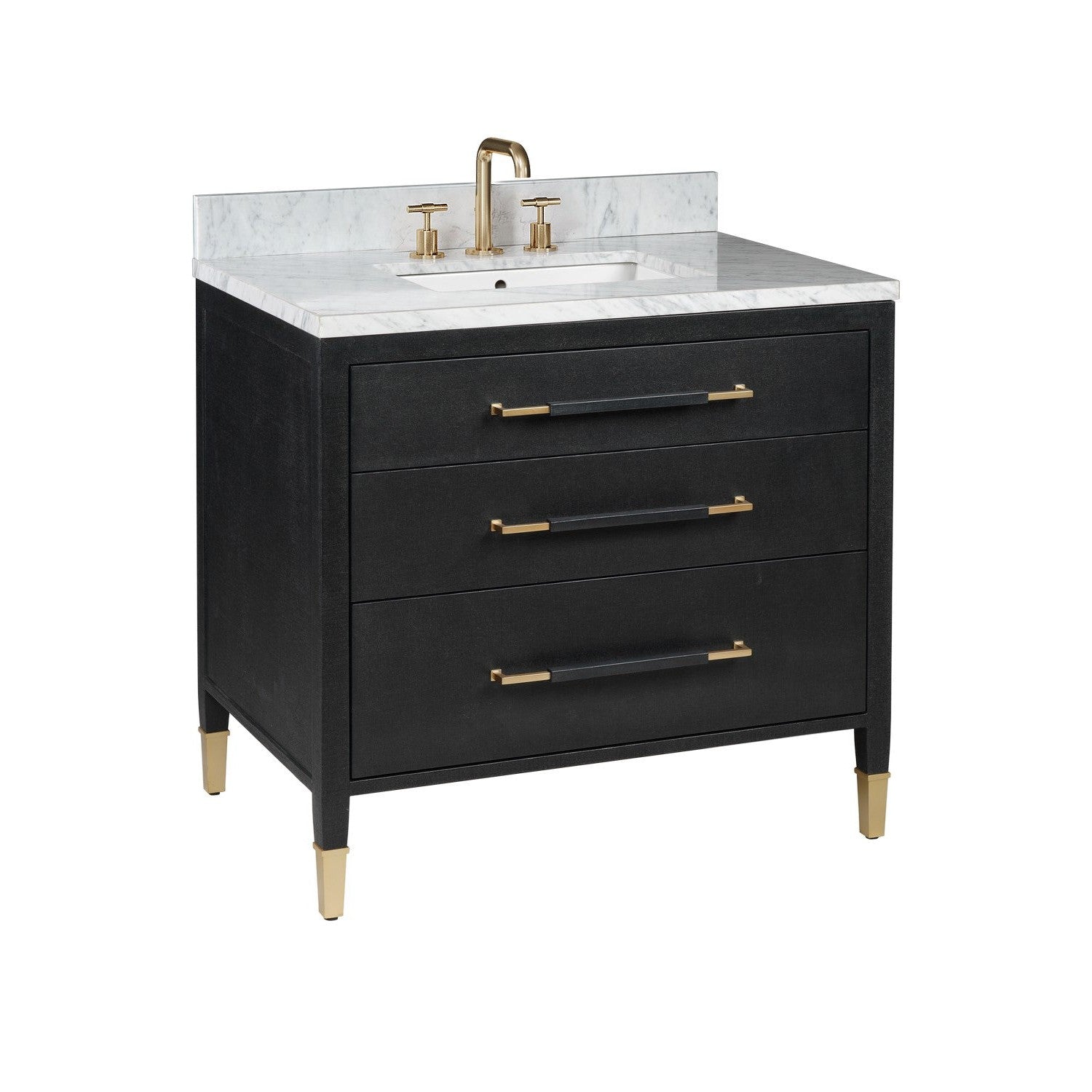 Currey and Company - 3800-0006 - Vanity with Sink - Verona Collection - Black Lacquered Linen / Natural / White / Champagne