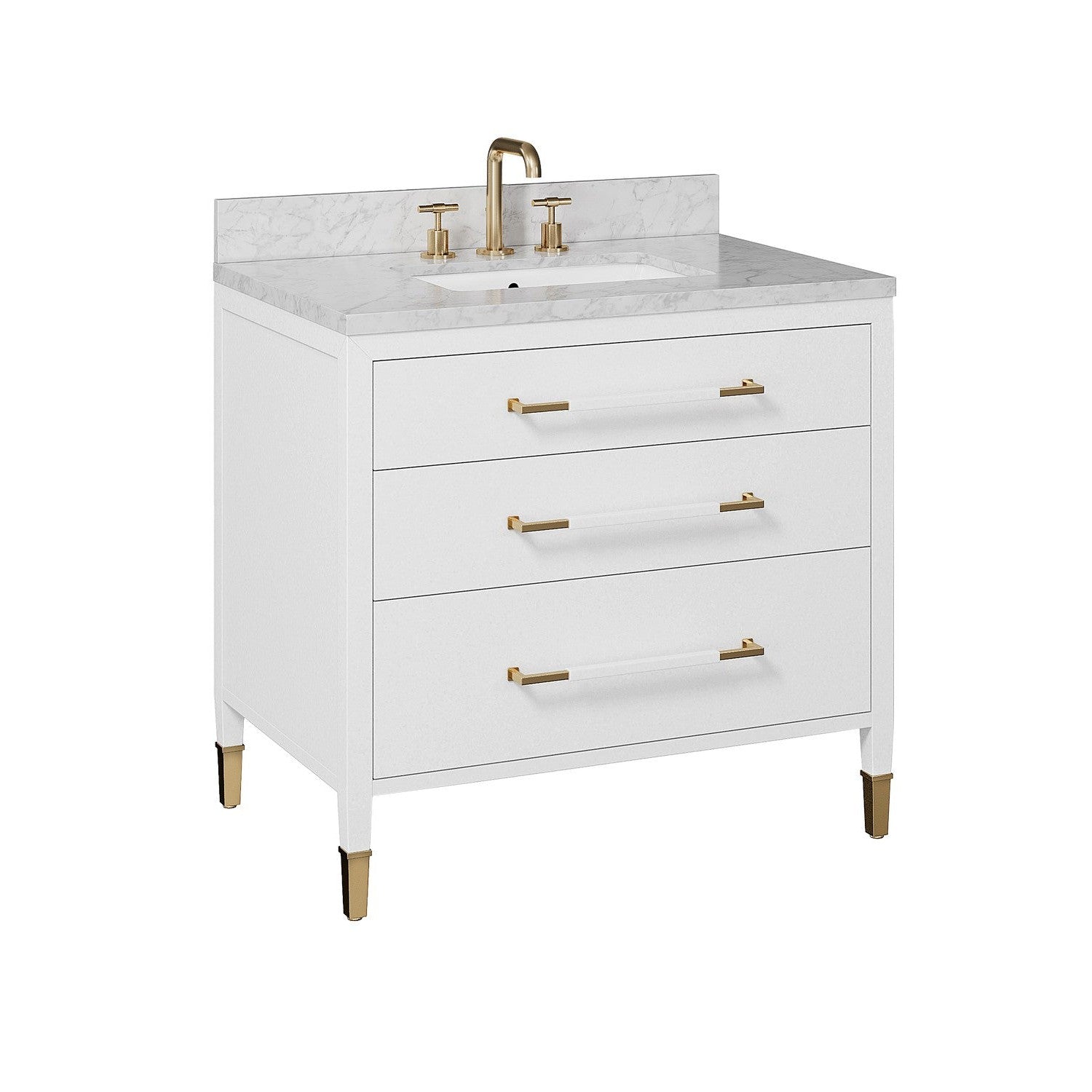 Currey and Company - 3800-0007 - Vanity with Sink - Verona Collection - Acrylic White / Natural / White / Champagne