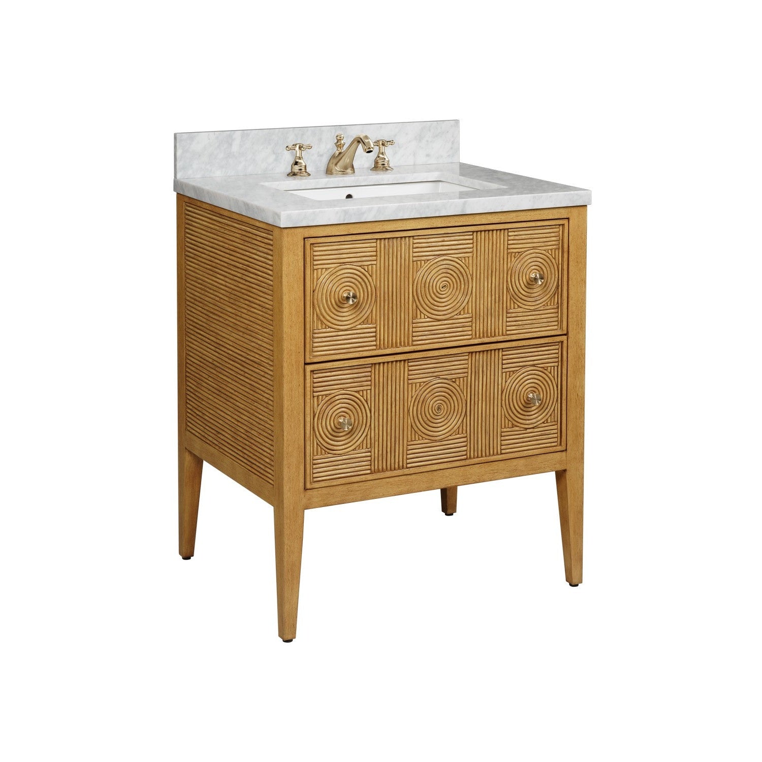 Currey and Company - 3800-0010 - Vanity with Sink - Santos Collection - Sea Sand / Natural / White / Brushed Brass / Polished Nickel​