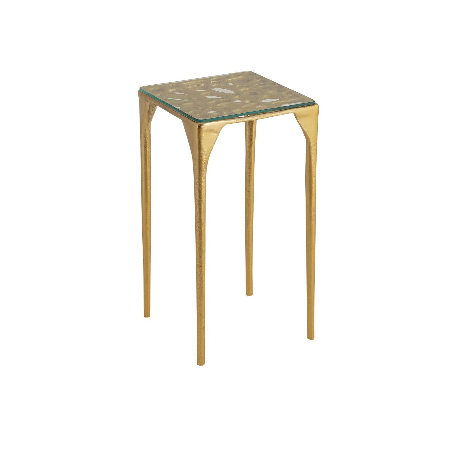 Currey and Company - 4000-0201 - Drinks Table - Honeycomb Drinks Table - Gold / Clear