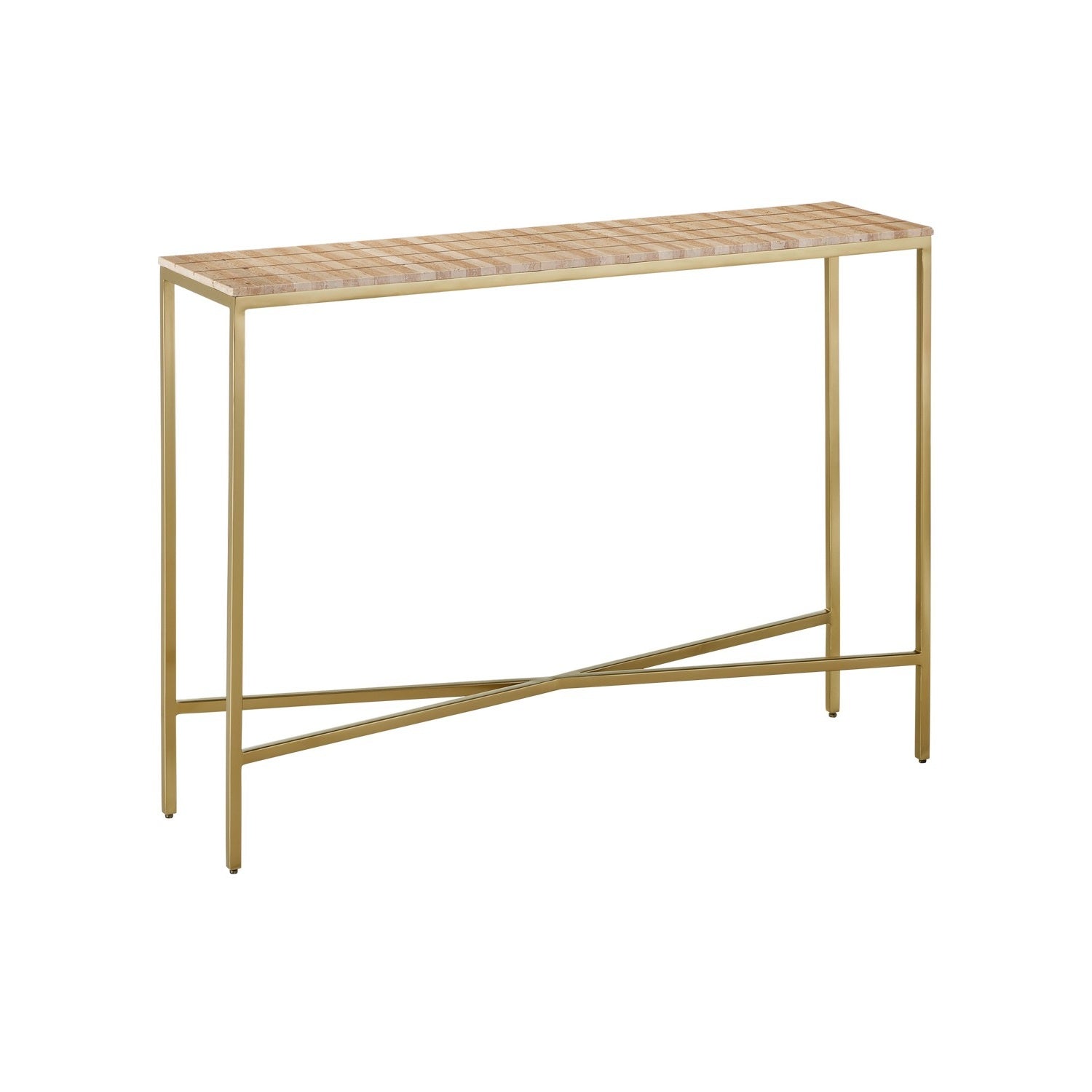 Currey and Company - 4000-0204 - Console Table - Dezi Collection - Natural / Brass