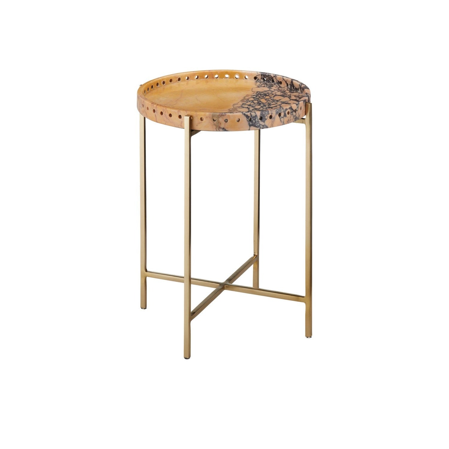 Currey and Company - 4000-0211 - Accent Table - Freya Collection - Natural / Antique Brass