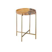 Currey and Company - 4000-0211 - Accent Table - Freya Collection - Natural / Antique Brass