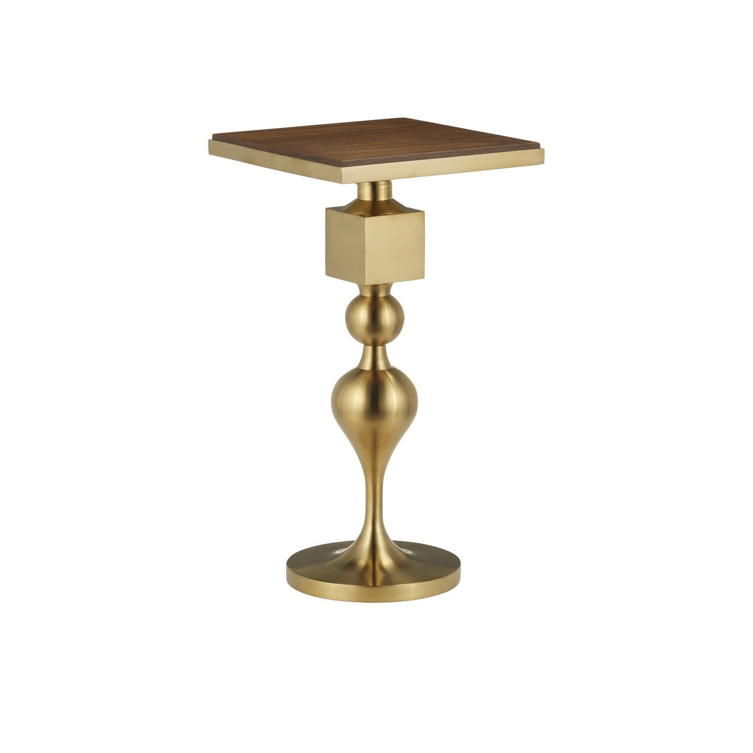 Currey and Company - 4000-0213 - Accent Table - Maeve Collection - Brushed Brass / Walnut