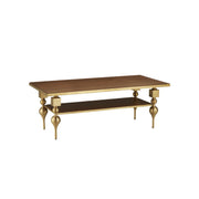 Currey and Company - 4000-0214 - Cocktail Table - Maeve Collection - Brushed Brass / Walnut