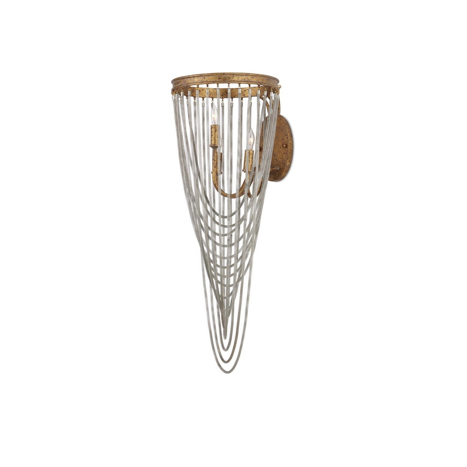 Currey and Company - 5000-0273 - Three Light Wall Sconce - Lucien Collection - French Gold Leaf / Iron