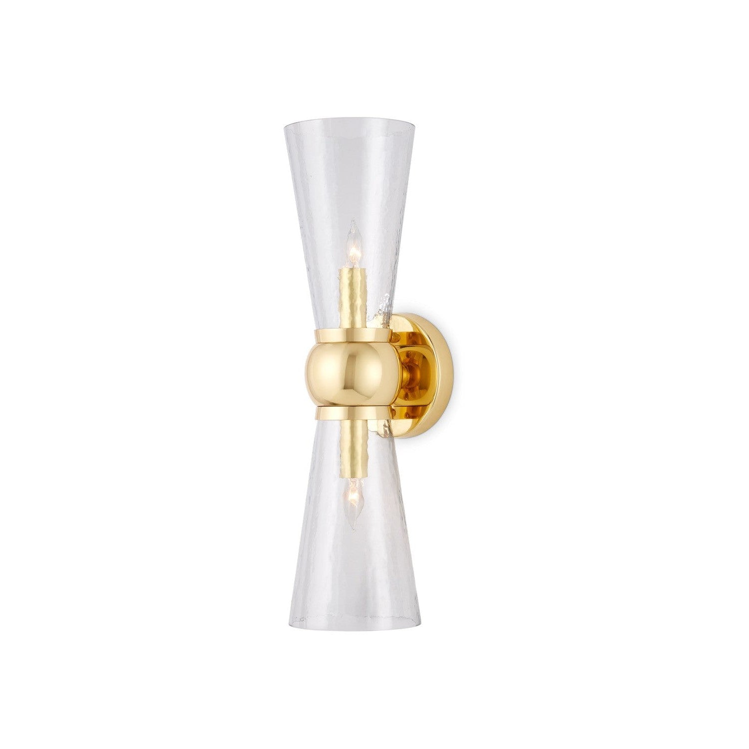 Currey and Company - 5800-0058 - Two Light Bath Wall Sconce - Byford Collection - Polished Brass / Clear