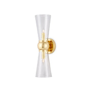 Currey and Company - 5800-0058 - Two Light Bath Wall Sconce - Byford Collection - Polished Brass / Clear