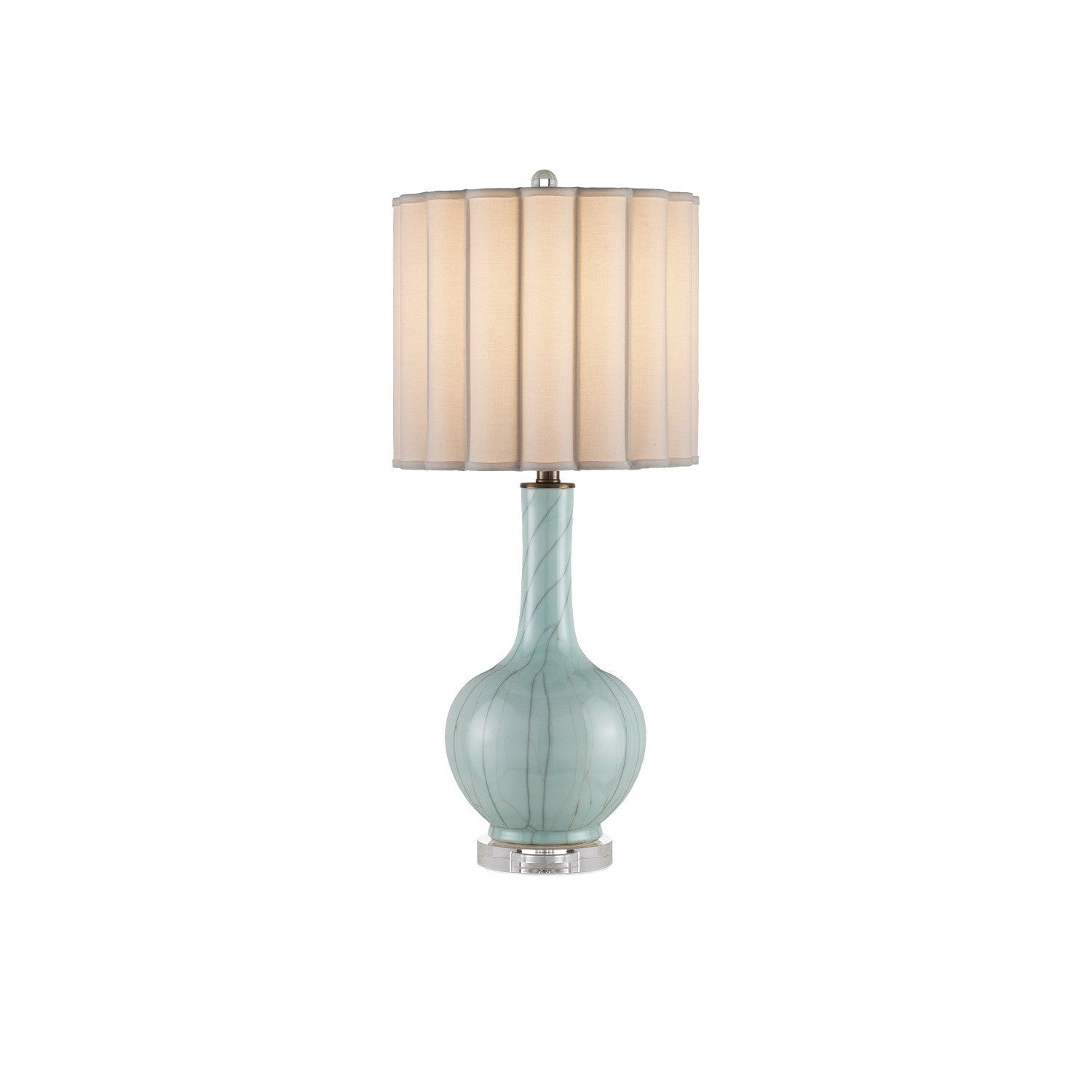 Currey and Company - 6000-0976 - One Light Table Lamp - Celadon Collection - Celadon Crackle / Clear / Antique Brass