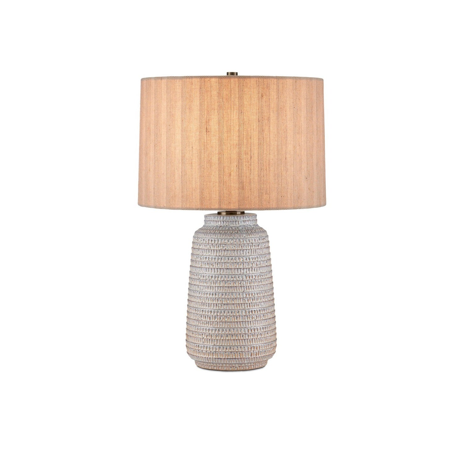 Currey and Company - 6000-0978 - One Light Table Lamp - Owen Table Lamp - Off-White / Light Brown / Antique Brass