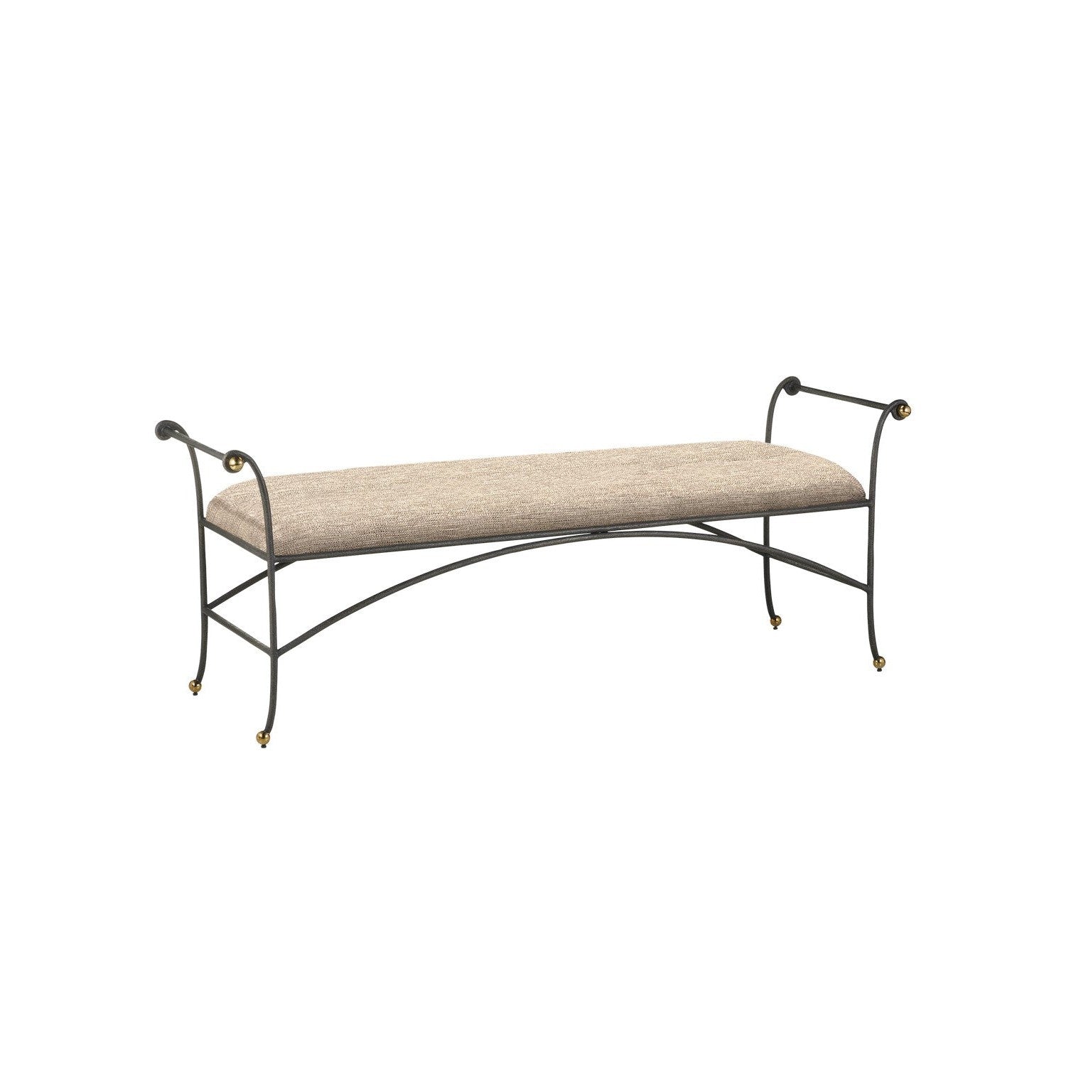 Currey and Company - 7000-0932 - Bench - Mabel Collection - Antique Black / Polished Brass