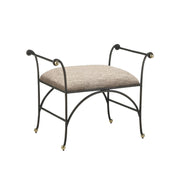 Currey and Company - 7000-0942 - Ottoman - Mabel Collection - Antique Black / Polished Brass