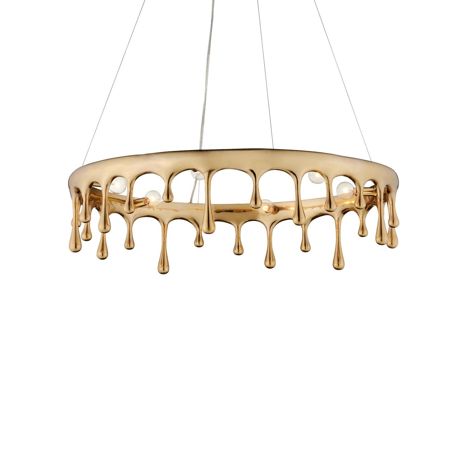 Currey and Company - 9000-1230 - Six Light Chandelier - Liquid Gold Chandelier - Polished Brass