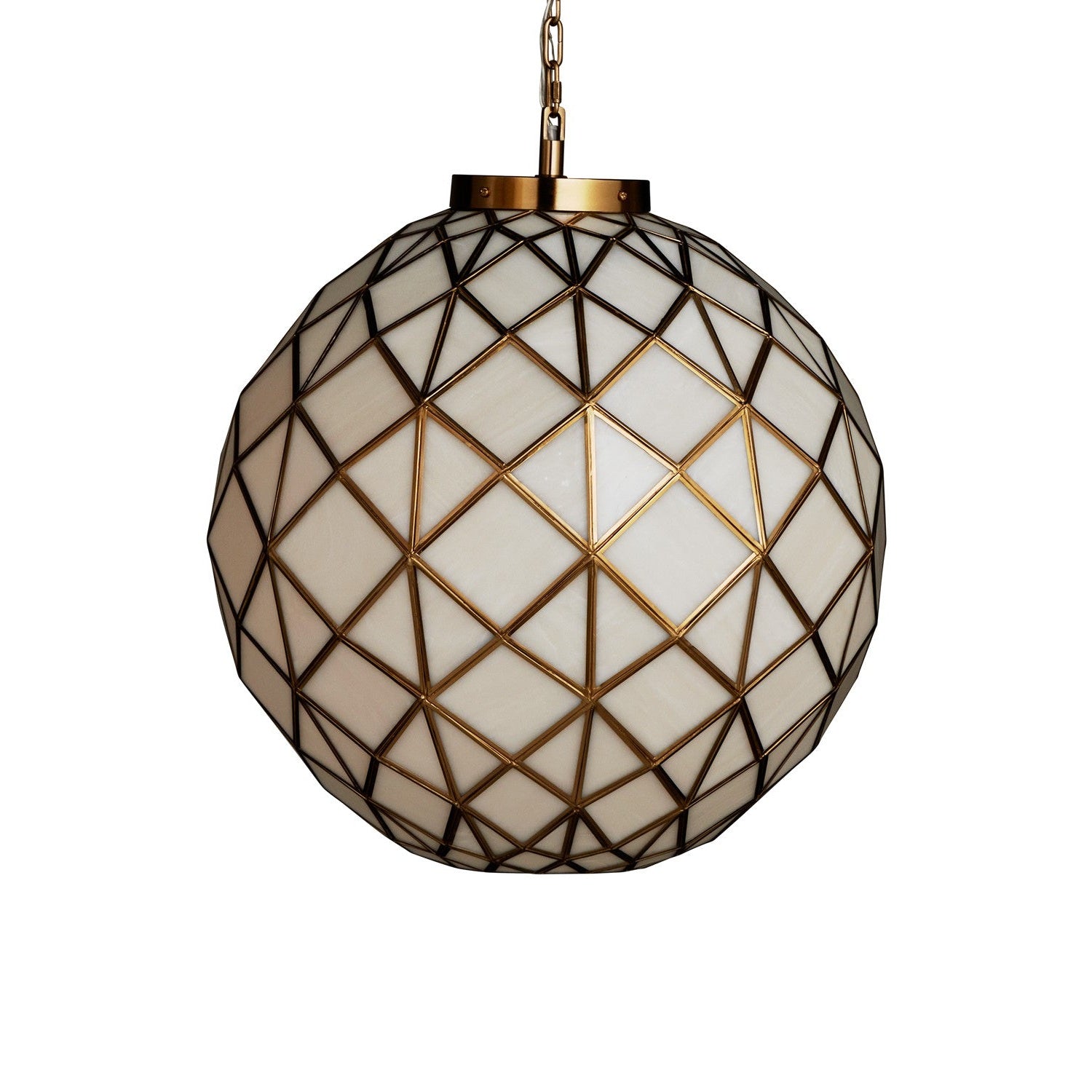 Currey and Company - 9000-1232 - One Light Pendant - Polyhedron Collection - White / Antique Brass