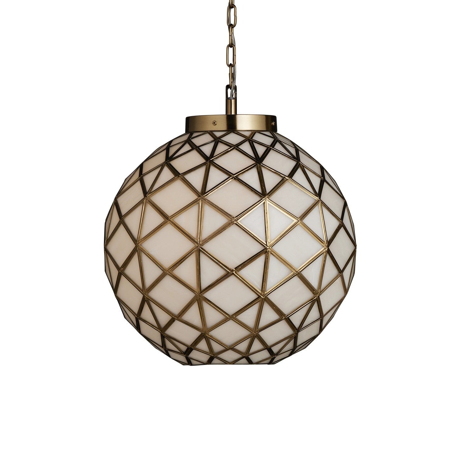 Currey and Company - 9000-1233 - One Light Pendant - Polyhedron Collection - White / Antique Brass