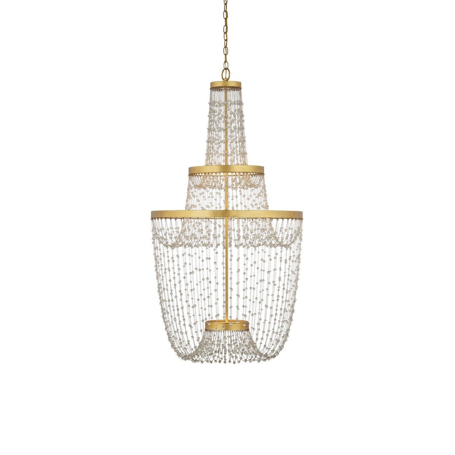 Currey and Company - 9000-1238 - LED Chandelier - Mademoiselle Chandelier - Contemporary Gold Leaf / Contemporary Gold / Clear