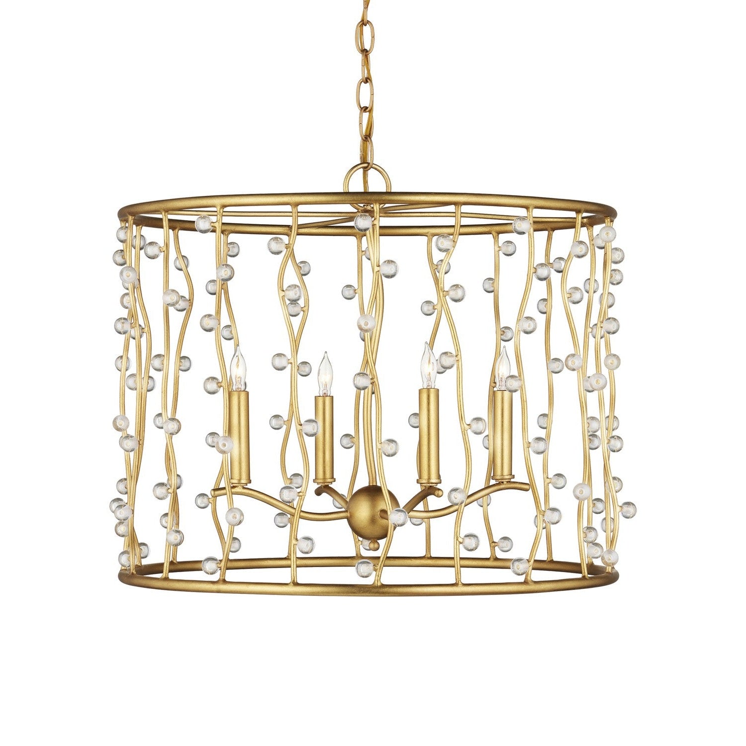 Currey and Company - 9000-1239 - Four Light Chandelier - Adagio Chandelier - Contemporary Gold Leaf / Contemporary Gold / Clear