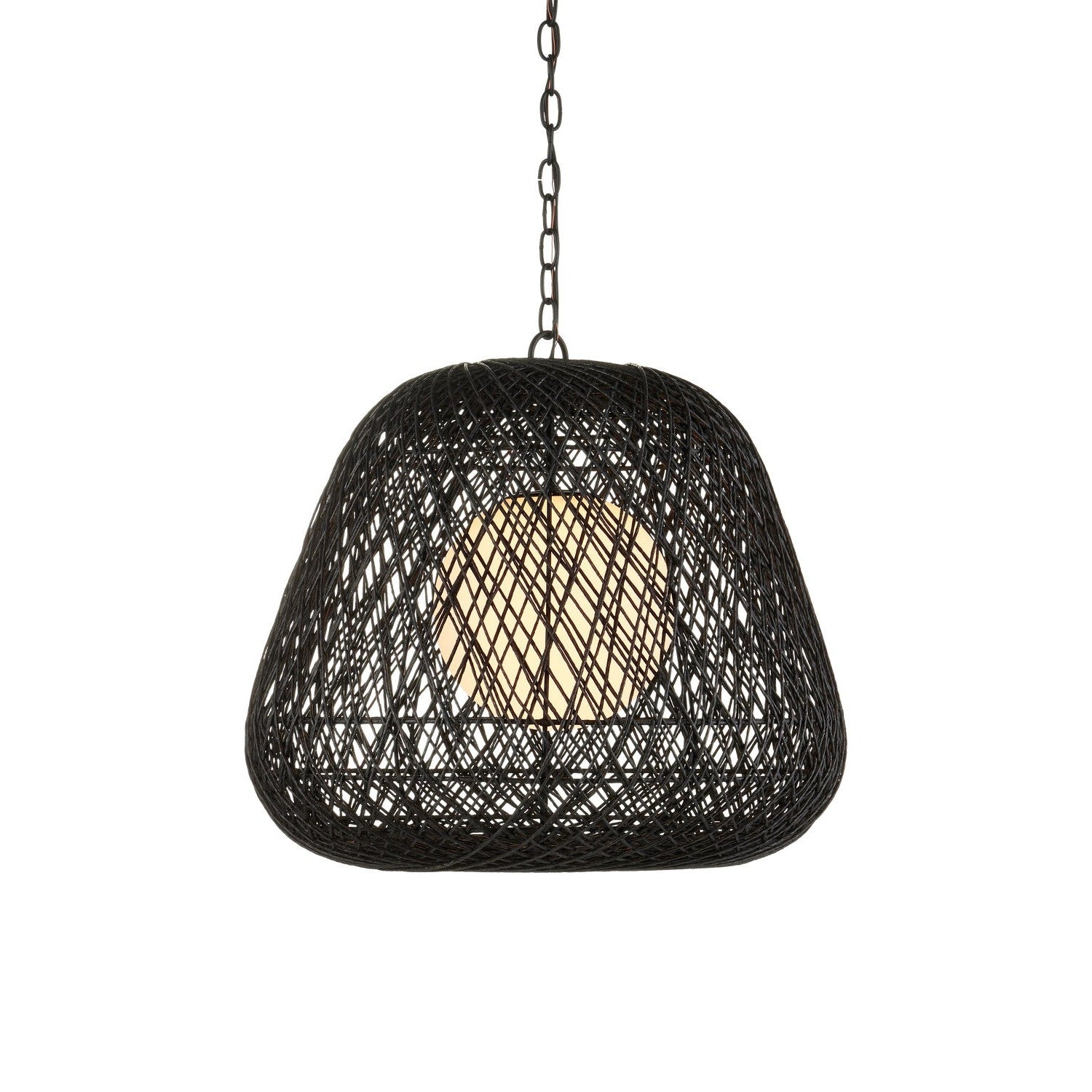 Currey and Company - 9000-1243 - One Light Pendant - Osbert Black Pendant - Black / Satin Black / White