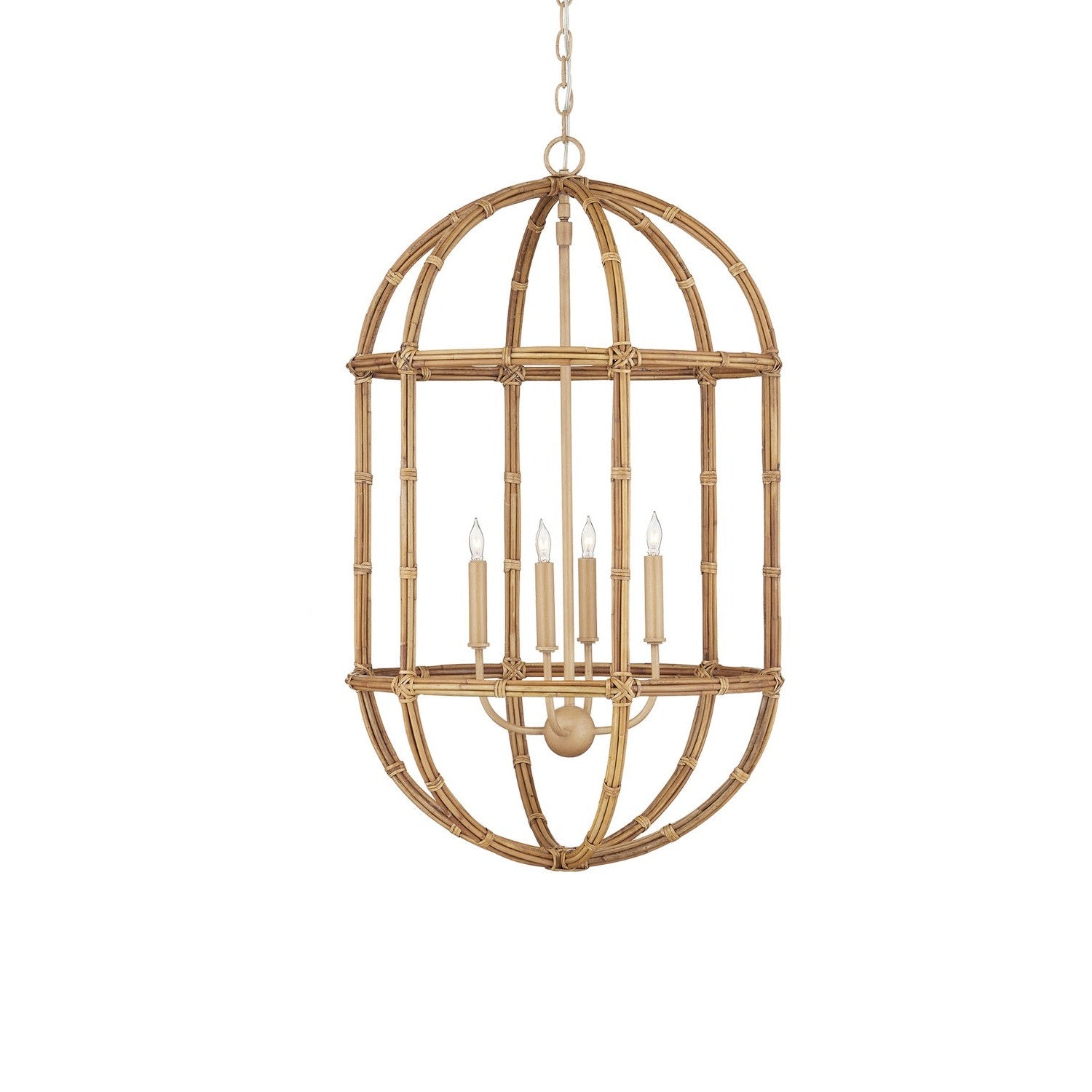 Currey and Company - 9000-1246 - Four Light Lantern - Charrette Lantern - Natural / Saddle Tan