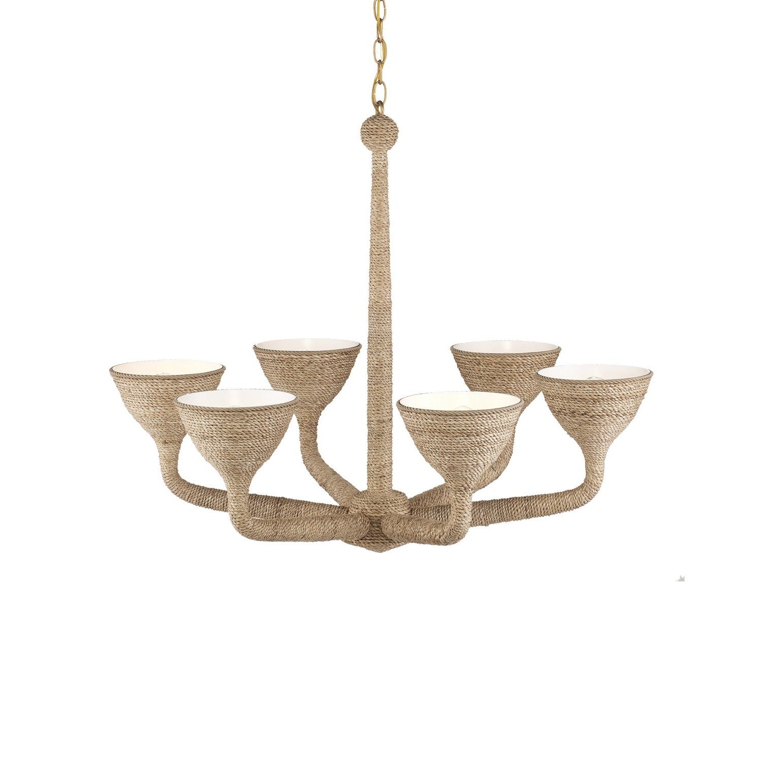 Currey and Company - 9000-1248 - Six Light Chandelier - Marbella Chandelier - Natural / Contemporary Gold / Sugar White