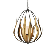 Currey and Company - 9000-1250 - One Light Chandelier - Endymion Chandelier - Aged Steel / Brass / White
